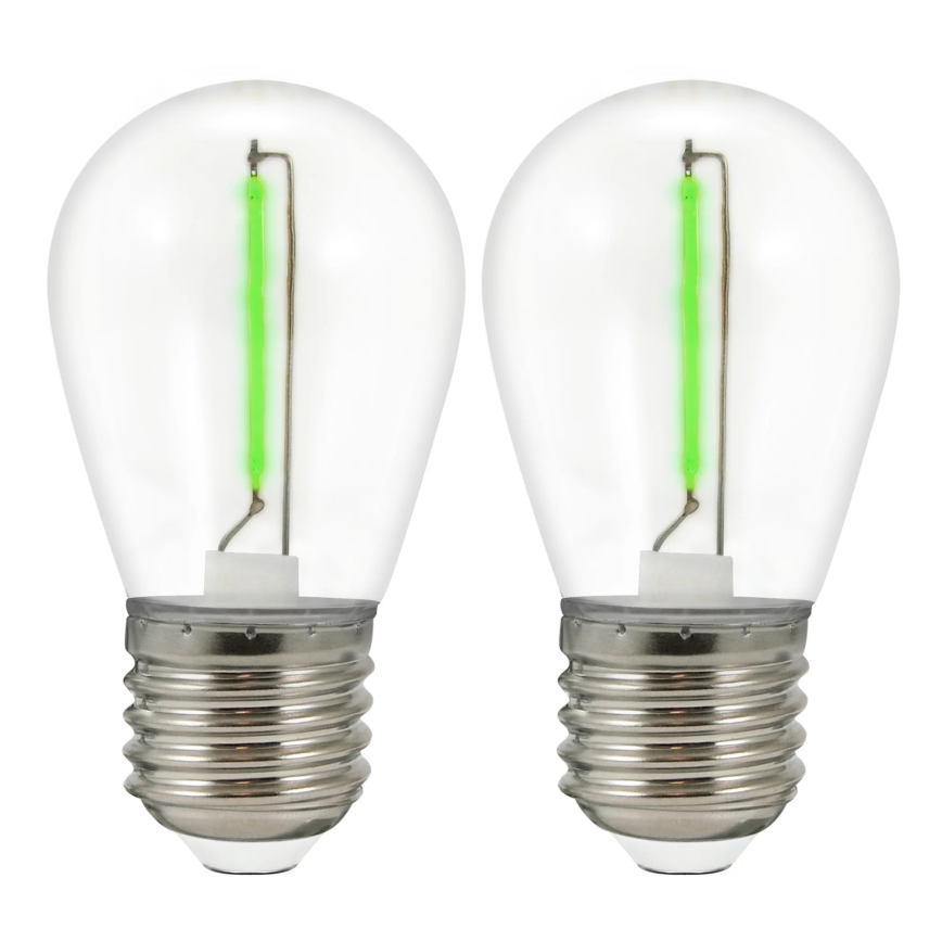 SET 2x Bombilla LED PARTY E27/0,3W/36V verde