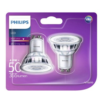 SET 2x LED Bombilla regulable Philips Hue WHITE GU10/5,2W/230V 2700K