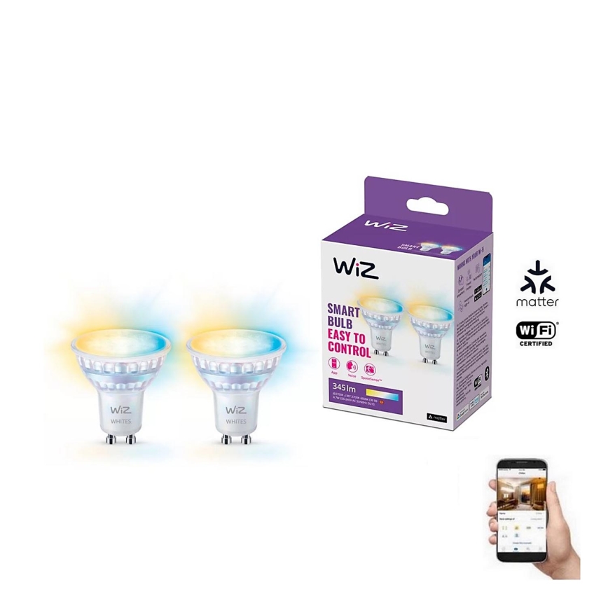 SET 2x Bombilla LED regulable PAR16 GU10/4,7W/230V 2700-6500K CRI 90 Wi-Fi - WiZ