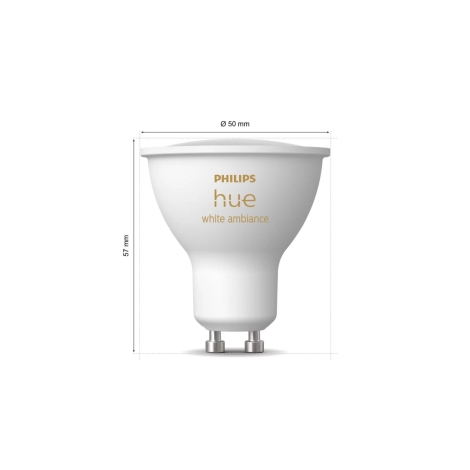 SET 2x Bombilla LED regulable Philips Hue WHITE AMBIANCE GU10/4,2W/230V 2200-6500K
