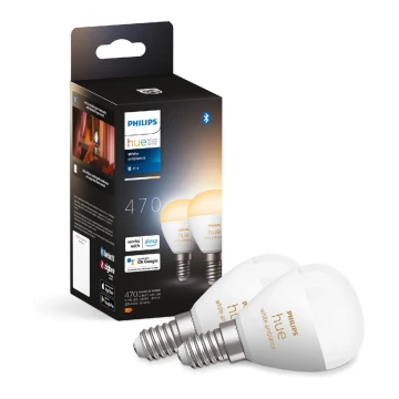 SET 2x Bombilla LED regulable Philips Hue WHITE AMBIANCE P45 E14/5,1W/230V 2200-6500K