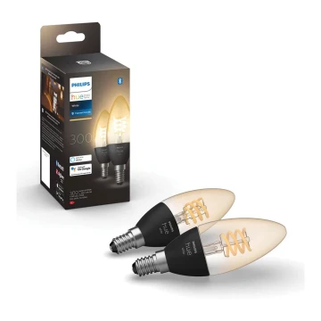 SET 2x bombilla LED regulable Philips Hue WHITE FILAMENT E14/4,5W/230V 2100K
