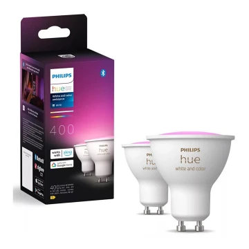 SET 2x Bombilla LED RGBW regulable Philips Hue White And Color Ambiance GU10/4,2W/230V 2000-6500K