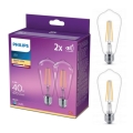 SET 2x Bombilla LED VINTAGE Philips ST64 E27/4,3W/230V 2700K