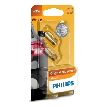 SET 2x Bombilla para coche Philips VISION 12256B2 W2,1x9,5d/3W/12V