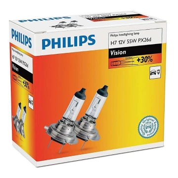 SET 2x Bombilla para coche Philips VISION 12972PRC2 H7 PX26d/55W/12V