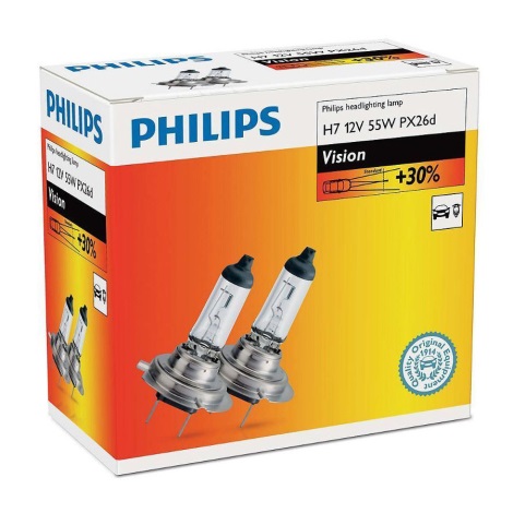 SET 2x Bombilla para el coche Philips VISION 12066B2 W3x16q/5W/12V