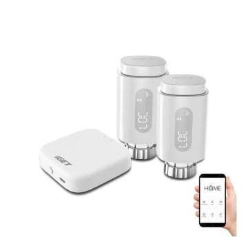 SET 2x Cabezal termostático inteligente + puerta de enlace inteligente GW1 Wi-Fi Zigbee