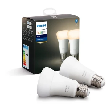 SET 2x LED Bombilla regulable Philips Hue WHITE E27/9W/230V 2700K