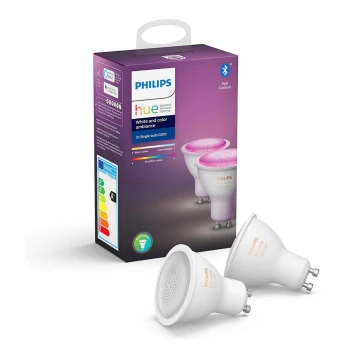 SET 2x LED Bombilla regulable Philips WHITE AND COLOR AMBIANCE GU10/4,3W/230V 2000-6500K