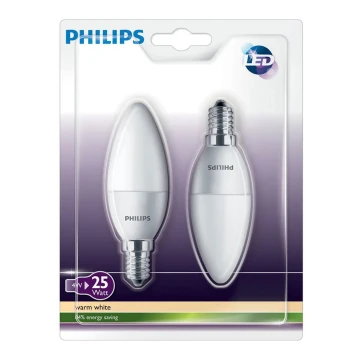 SET 2x LED vela Philips E14/4W/230V - CANDLE