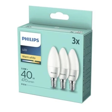 SET 3x Bombilla LED Philips B35 E14/5,5W/230V 2700K