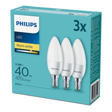 SET 3x Bombilla LED Philips E14/5,5W/230V 2700K