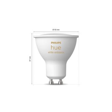 SET 3x Bombilla LED regulable Philips Hue WHITE AMBIANCE GU10/4,2W/230V 2200-6500K