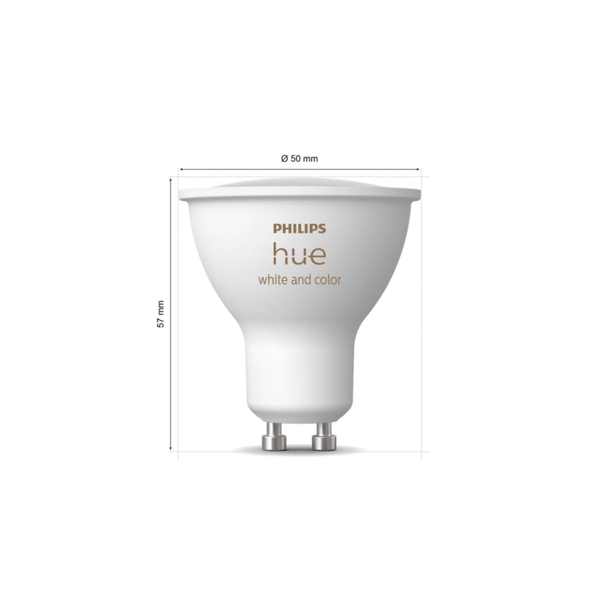 SET 3x Bombilla LED RGBW regulable Philips Hue WHITE AND COLOR AMBIANCE GU10/4,2W/230V 2000-6500K