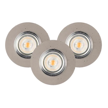 SET 3x Lámpara empotrable LED VITAR 1xGU10/5W/230V CRI 90 concreto – FSC Certificado