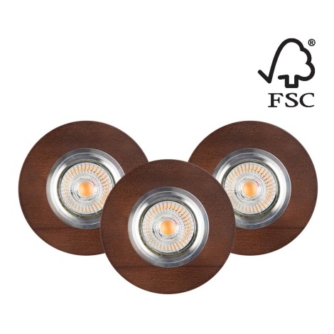 SET 3x Lámpara empotrable LED VITAR 1xGU10/5W/230V CRI 90 haya – FSC Certificado