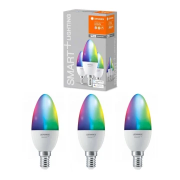 SET 3x LED RGBW Bombilla regulable SMART+ E14/5W/230V 2700K-6500K Wi-Fi - Ledvance