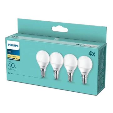 SET 4x Bombilla LED Philips P45 E14/5,5W/230V 2700K