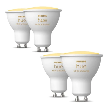 SET 4x Bombilla LED regulable Philips Hue WHITE AMBIANCE GU10/5W/230V 2200-6500K