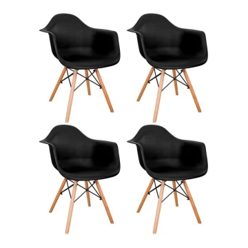 SET 4x Silla de comedor NEREA 81x61 cm negro/haya