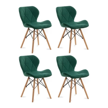 SET 4x Silla de comedor TRIGO 74x48 cm verde claro/haya