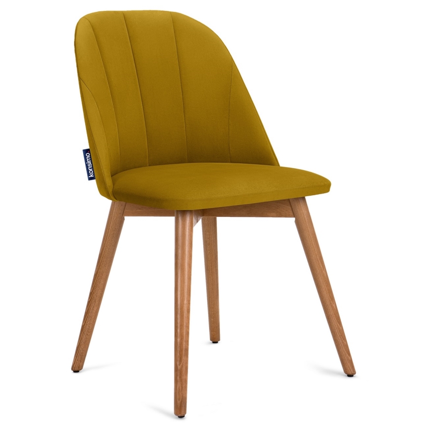 Silla de comedor BAKERI 86x48 cm amarillo/roble claro