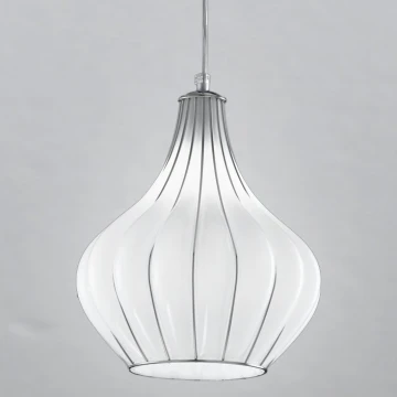 SIRU - Lámpara colgante AURIGA 1xE14/40W/230V diá. 26 cm cromo/blanco Vidrio veneciano