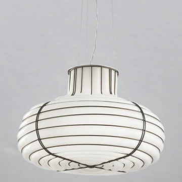 SIRU - Lámpara colgante CHAPEAU 2xE14/40W/230V cromo/blanco Vidrio veneciano
