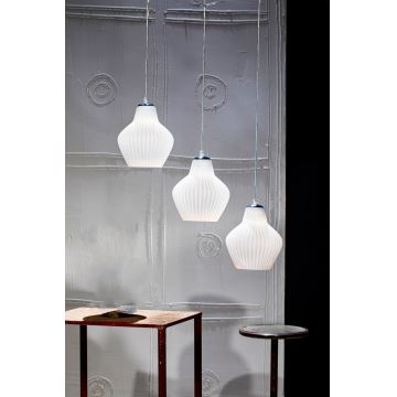 SIRU - Lámpara colgante LONDON 1xE27/60W/230V blanco/cromo brillante Vidrio veneciano