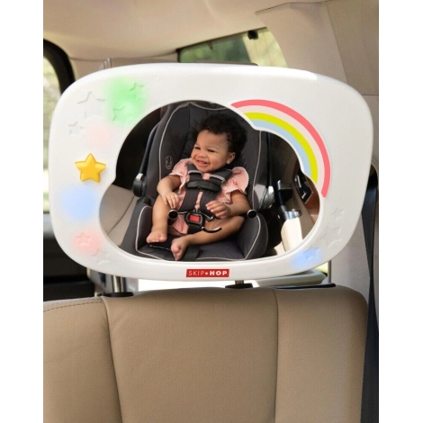  Espejo de coche para bebé con control remoto, luz LED