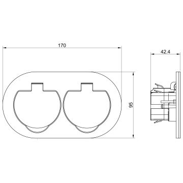 Enchufe doble de suelo empotrado para exteriores IP55 redondo