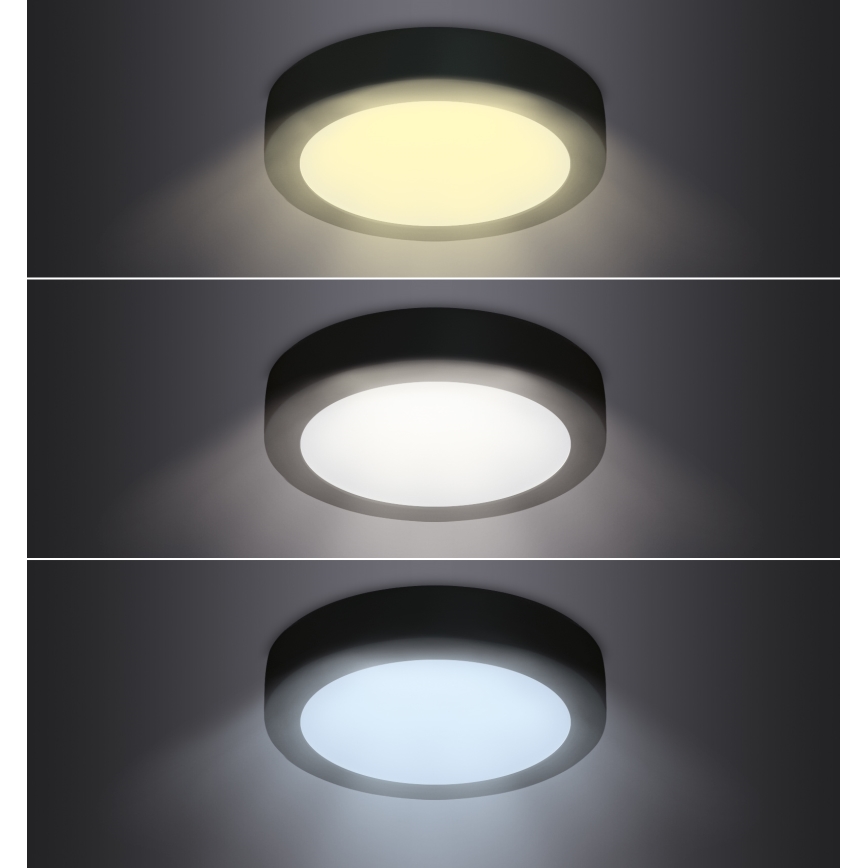 Plafón LED LED/18W/230V 3000/4000/6000K negro redondo