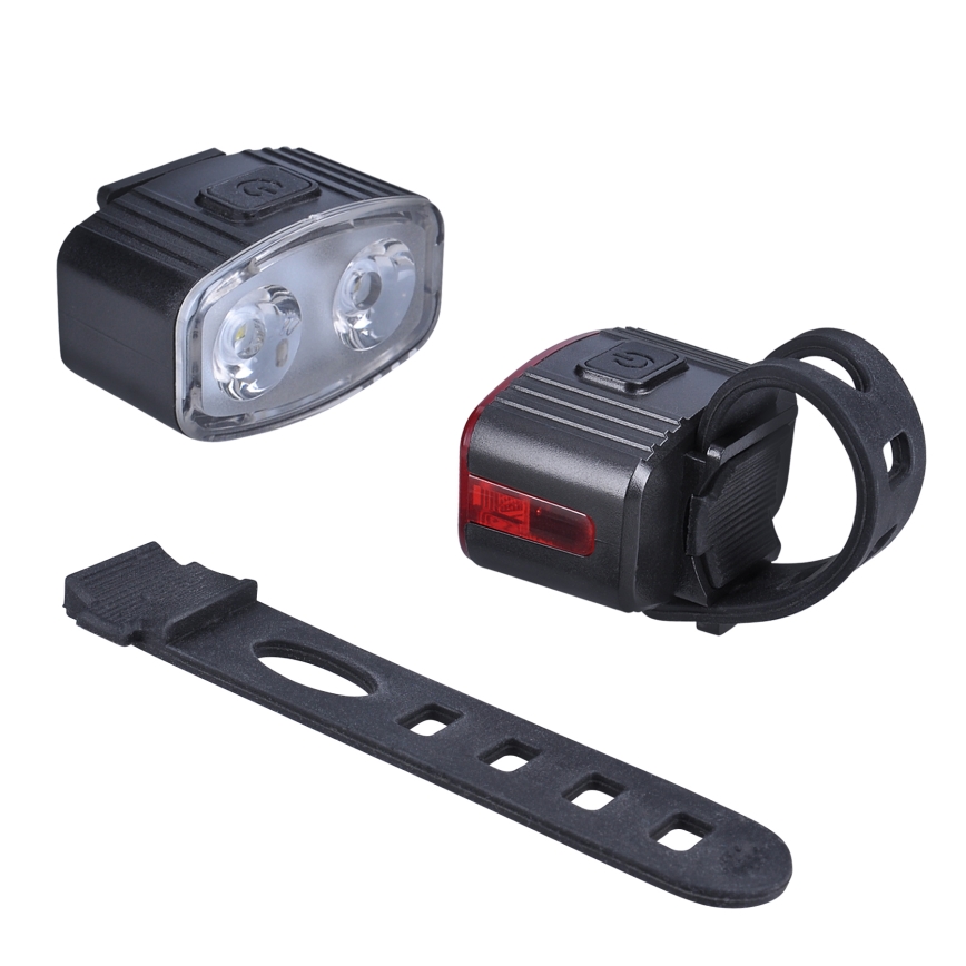 SET 2x Luz LED recargable y regulable para bicicleta 350mAh IP44 rojo/blanco