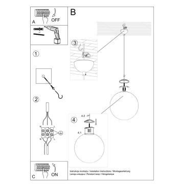 Lámpara de araña de cable TOYA 1xE27/60W/230V diámetro 30 cm