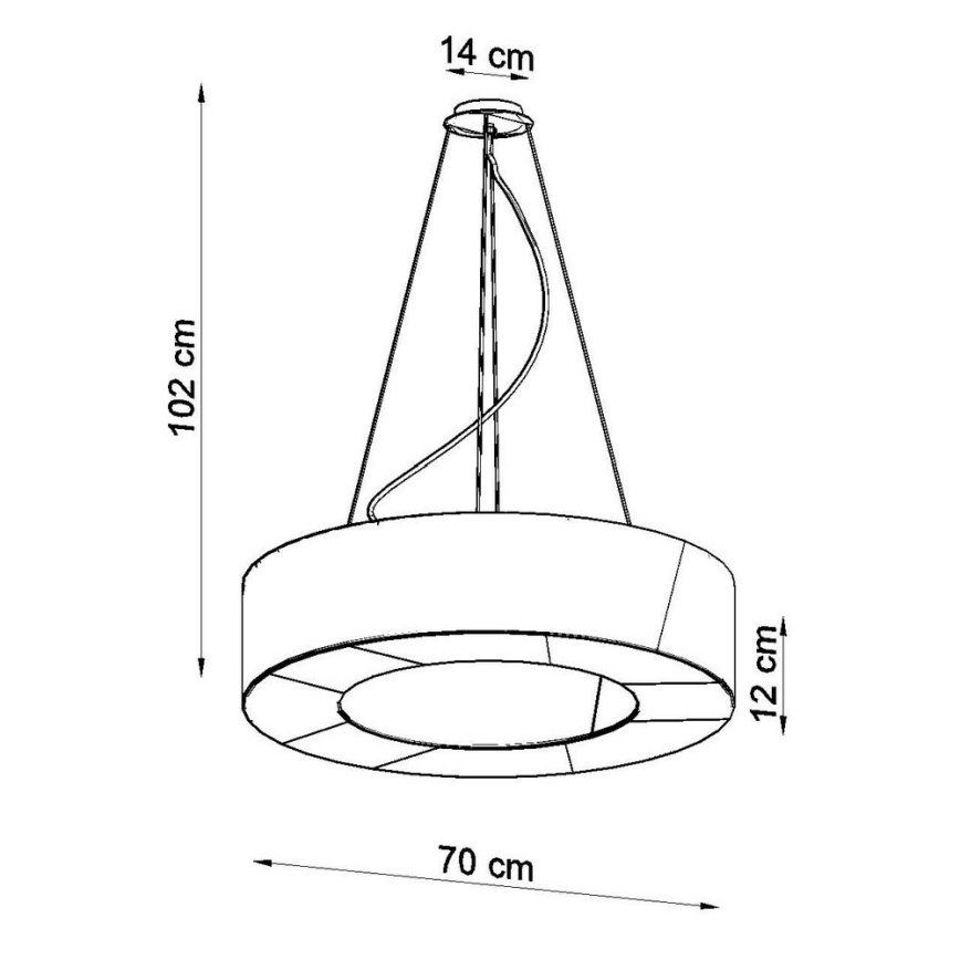 Lámpara colgante SATURNO SLIM 6xE27/60W/230V diámetro 70 cm blanco