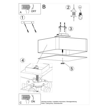 Plafón LOKKO 5xE27/60W/230V 45 cm negro