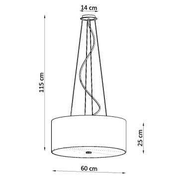 Lámpara colgante OTTO 5xE27/60W/230V diámetro 60 cm negro