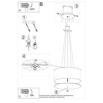 Lámpara colgante OTTO 5xE27/60W/230V diámetro 60 cm negro