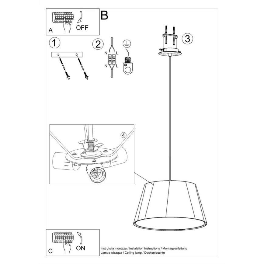 Lámpara colgante CONO 3xE27/60W/230V diámetro 45 cm blanco