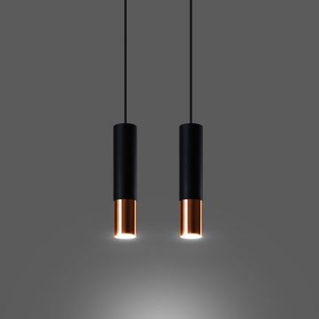 Lámpara colgante LOOPEZ 2xGU10/10W/230V negro/cobre