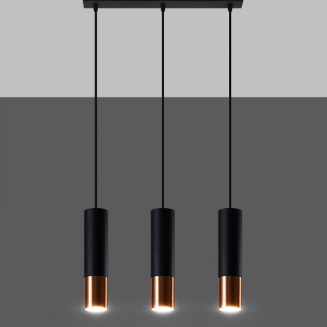 Lámpara colgante LOOPEZ 3xGU10/10W/230V negro/cobre