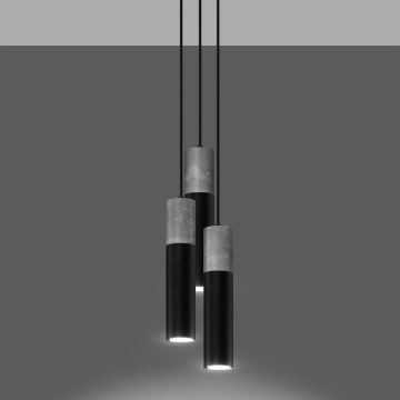 Lámpara colgante BORGIO 3xGU10/40W/230V concreto/metal negro