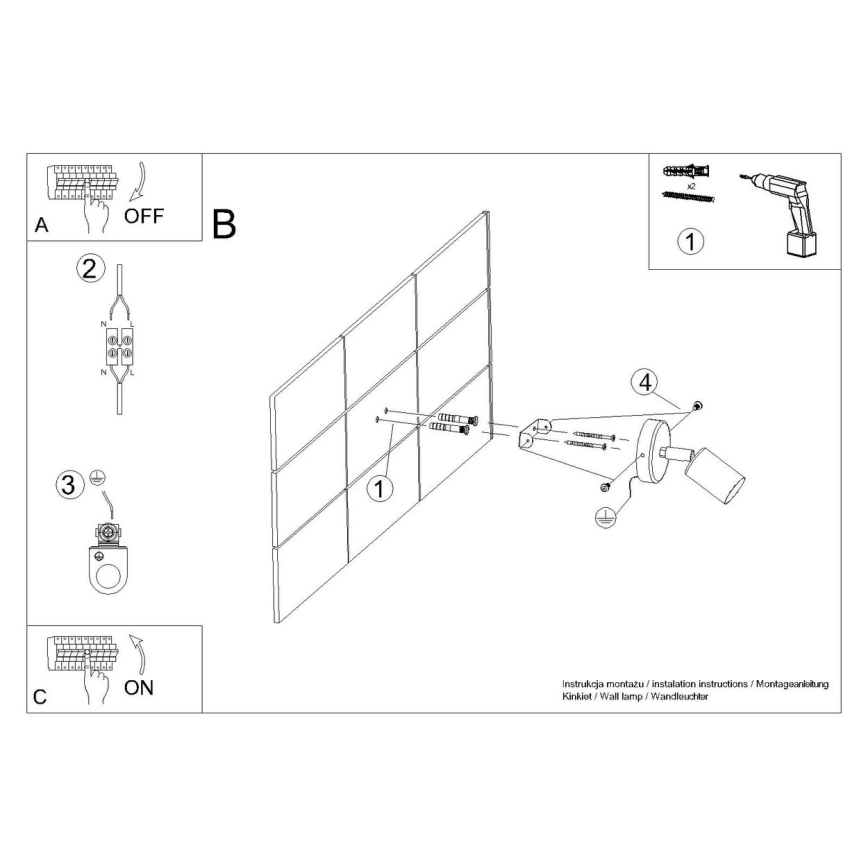 Foco de pared FORNES 1xE27/60W/230V negro