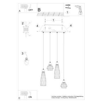 Lámpara colgante SUBA 4xE27/15W/230V negro