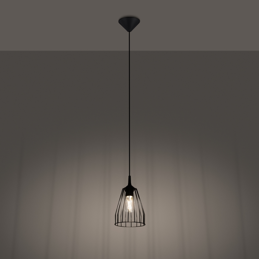 Lámpara colgante LEYO 1xE27/15W/230V negro