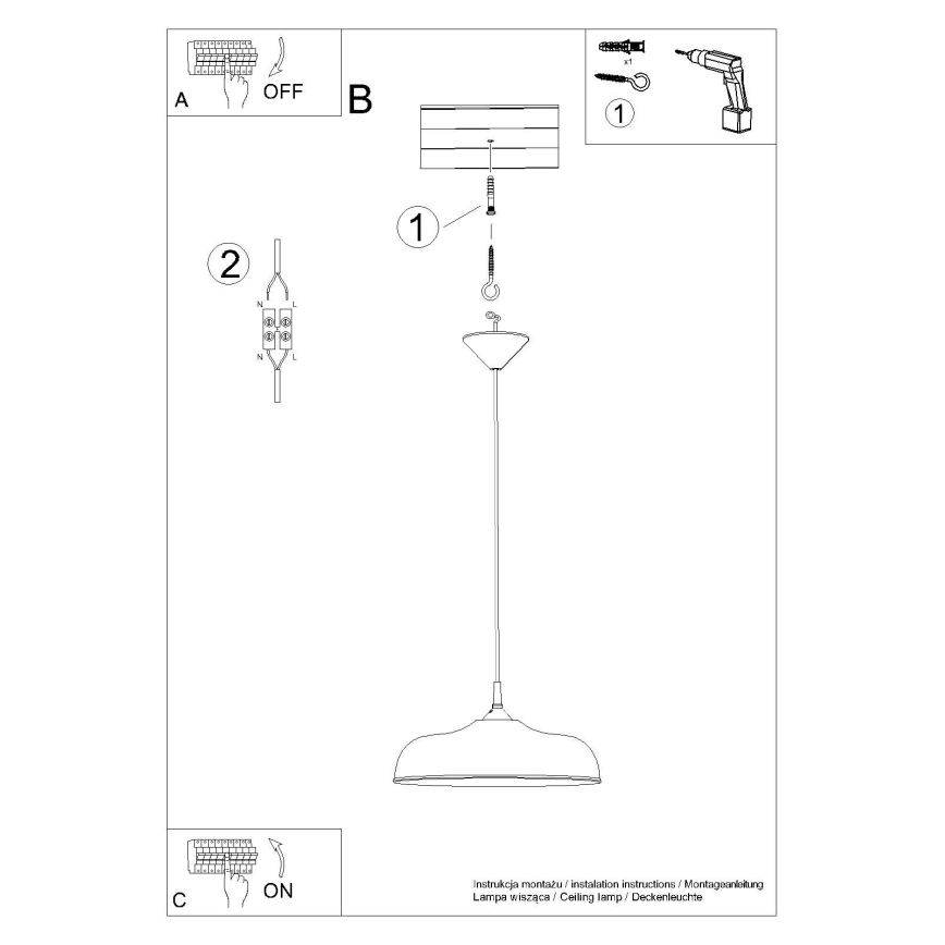 Lámpara colgante GINA 1xE27/15W/230V diá. 38 cm blanco