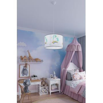 Lámpara colgante infantil UNICORN 1xE27/15W/230V diá. 30 cm unicornio