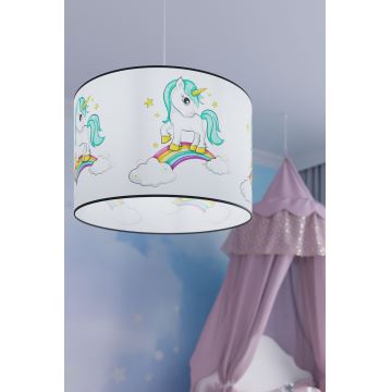 Lámpara colgante infantil UNICORN 1xE27/15W/230V diá. 30 cm unicornio