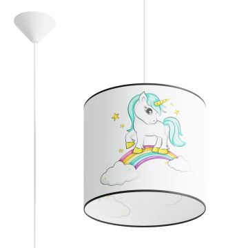 Lámpara colgante infantil UNICORN 1xE27/15W/230V diá. 30 cm unicornio